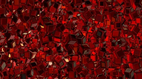 Floating Red Cubes, Exclusive, Background, Reflection Stock Footage 299657412