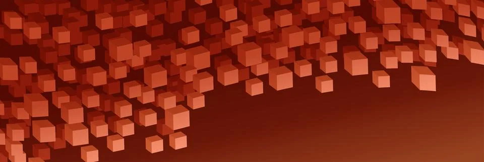 Floating Red Cubes on Gradient Background Stock Illustration