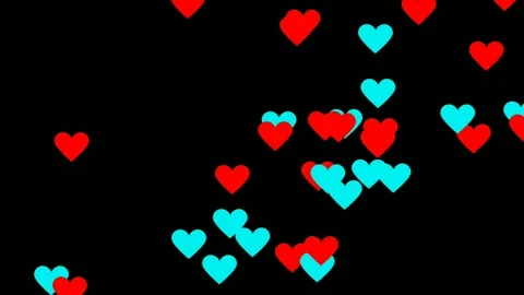 Floating Red Cyan Hearts Animation Romantic Love Background Motion. Stock Footage 339800540