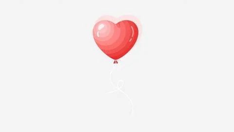 Floating red heart balloon Illustrazione stock