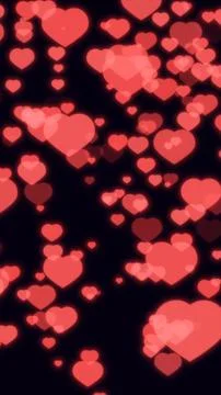 Floating Red Heart Bokeh Background for Valentine Day Vertical Motion Overlay Stock Illustration