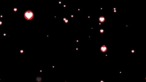 Floating red heart icons falling downward against deep black background mot.. Video stock 342623210