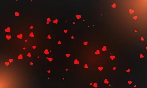 Floating red heart shapes on a dark background. Иллюстрация
