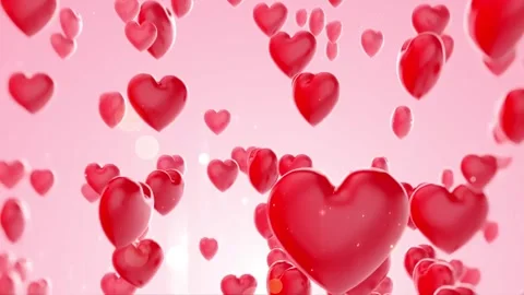 Floating Red Hearts Background Animation on Light Pink Stock Footage 335634021