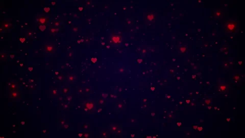 Floating red hearts background soft glow, romantic particles, dark space text ov Stock Footage 340413805