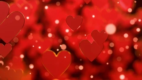 Floating Red Hearts on Blurred Background. Valentine's day. Looped animation Stock Footage 301286327