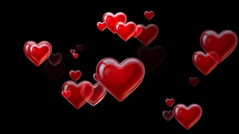 Floating Red Hearts with Fading Animation Stock Footage 314031802