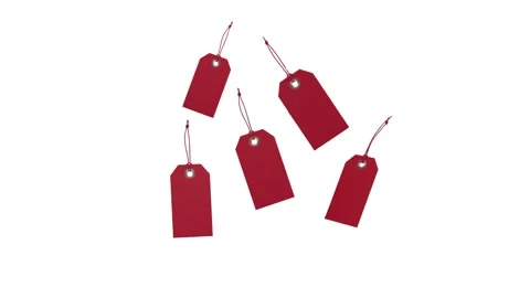 Floating red tag mockups for valentines or Christmas celebrations isolated  Stock Footage 339340765