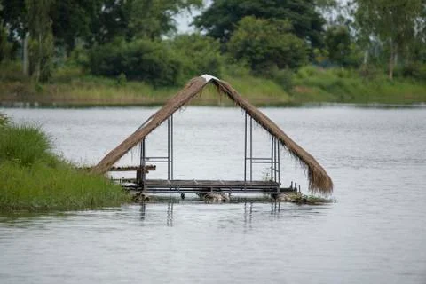 Floating restaurunt hut Stock Photos
