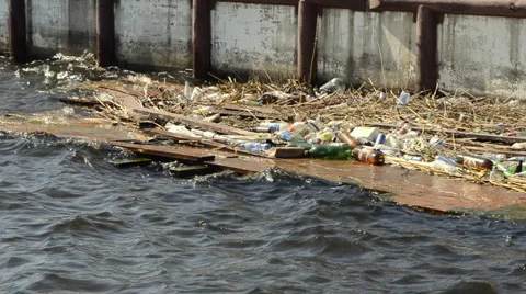 Floating River Garbage Vídeos de archivo 6531338