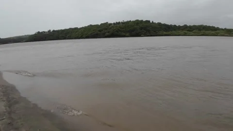 Floating River Water Waves At Mountains Stock Footage 280567130