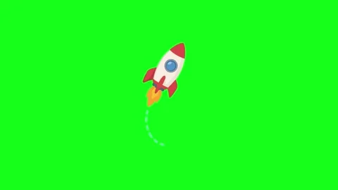 Floating rocket animation, 2D, green screen Stock Footage 339596253
