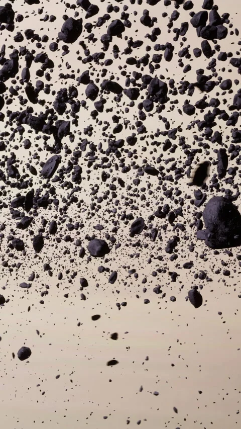 Floating rocks in space against a light background during a cosmic scene Stock Footage 341029285