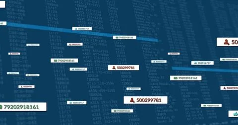 Floating rounded white tag showing 500299781 and red user icon gliding over Stock Illustration