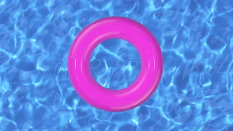 Floating rubber ring in water pool Stock Footage 89690031