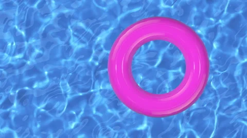 Floating rubber ring in water pool Stock Footage 89690052