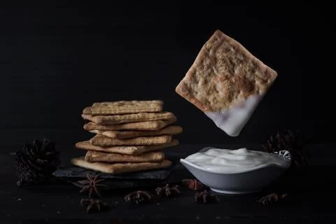 Floating salted cracker Stock Photos