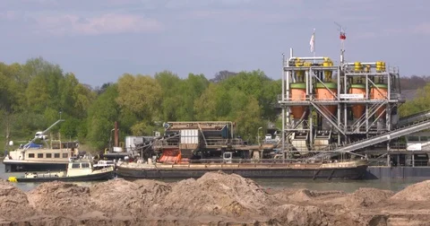 Floating sand classification plant - medium shot Stock Footage 75357442