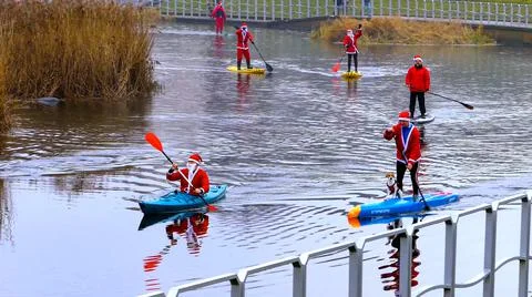 Floating santa claus Stock Photos