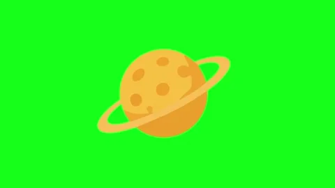 Floating Saturn planet animation, 2D, green screen Stock Footage 339596272