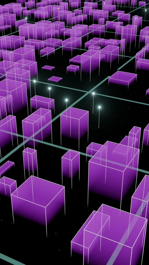 Floating Sci-Fi City With Violet Energy Light Networks Vidéo 337383508