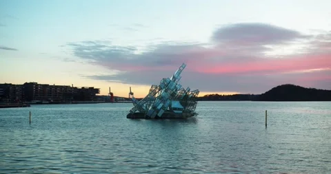 Floating sculpture in Oslo Stock Footage 143163267