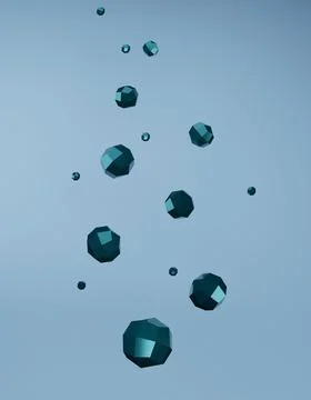 Floating shapes, 3d render Illustrazione stock