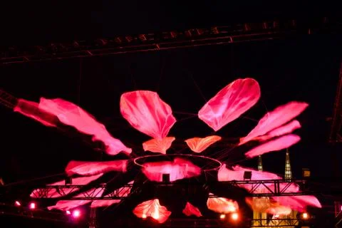 Floating sheets art installation in Zagreb, Croatia Stock Photos
