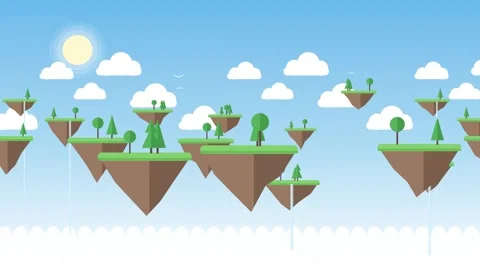 Floating sky islands with trees and waterfalls above the clouds Vidéo 348271040