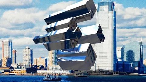 Floating Skyline 1 - 3D Skyline moving object Stock Footage 124092927