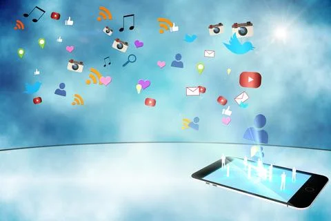 Floating smartphone application icons Illustrazione stock