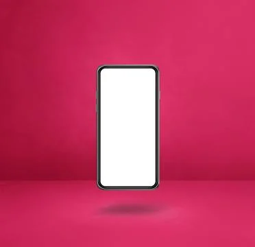 Floating smartphone isolated on pink. Square background Stock Illustration