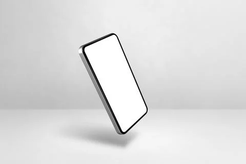 Floating smartphone isolated on white. Horizontal background Stock Illustration