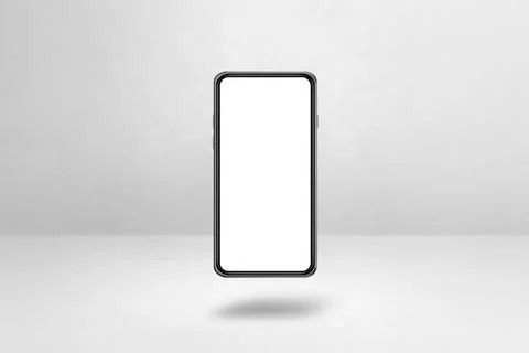 Floating smartphone isolated on white. Horizontal background Stock Photos