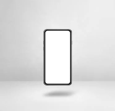 Floating smartphone isolated on white. Square background Stock Illustration