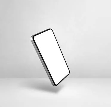 Floating smartphone isolated on white. Square background Stock Illustration