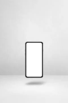 Floating smartphone isolated on white. Vertical background Stock Illustration