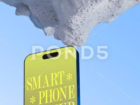 Floating Smartphone Mockup with Editable Screen Between White Stone Cliffs PSD 템플릿