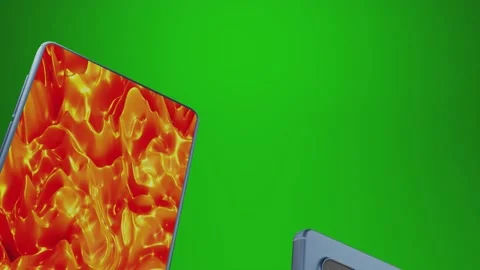 Floating smartphones on a green background Video stock 145577927