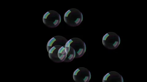 Floating Soap Bubbles on Black Background 스톡 동영상 330920139