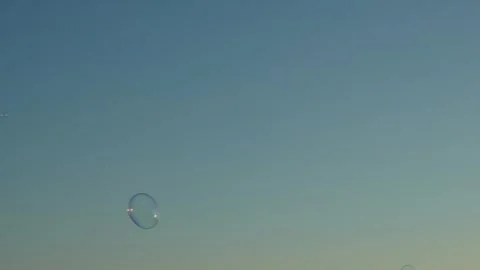 Floating soap bubbles in clear sky Video stock 340073644