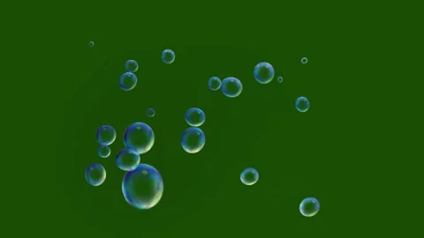 Floating Soap Bubbles on Green Screen Background Stock Footage 338169155