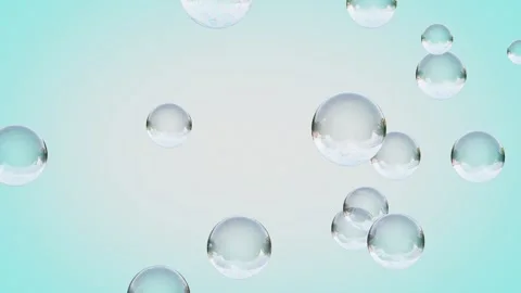 Floating Soap Bubbles on Light Blue Gradient Background Animation. 4K Stock Footage 336485705