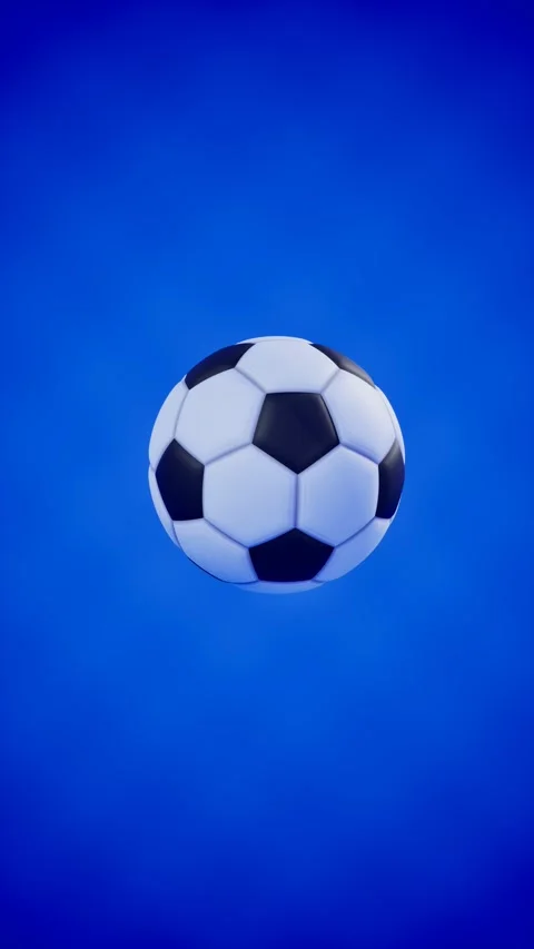 Floating soccer ball on blue background. 3d rendering Stock Footage 340143281