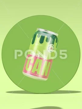 Floating Soda Can Color Circle Mockup PSD Template