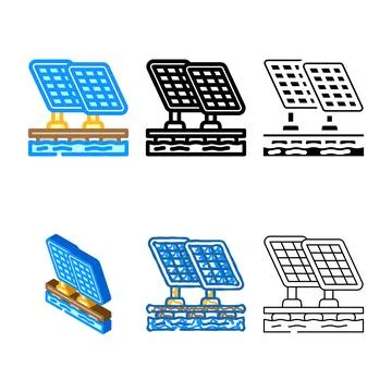 Floating solar panel color icon types vector Ilustración de archivo