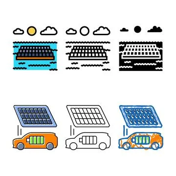 Floating solar panel concepts color icon vector Ilustración de archivo