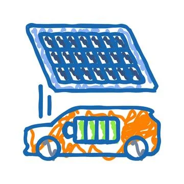 Floating solar panel icon doodle illustration Ilustración de archivo