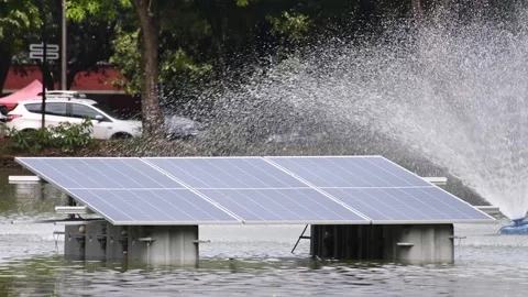 Floating Solar Panel Platform Sustainable Renewable Energy Solution Stock Footage 302570590