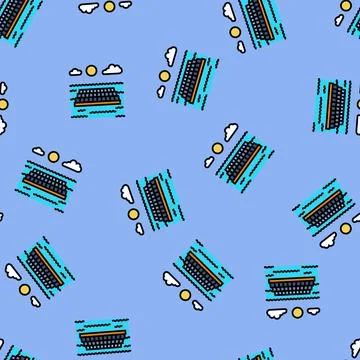 Floating solar panel vector seamless pattern Stock Illustration